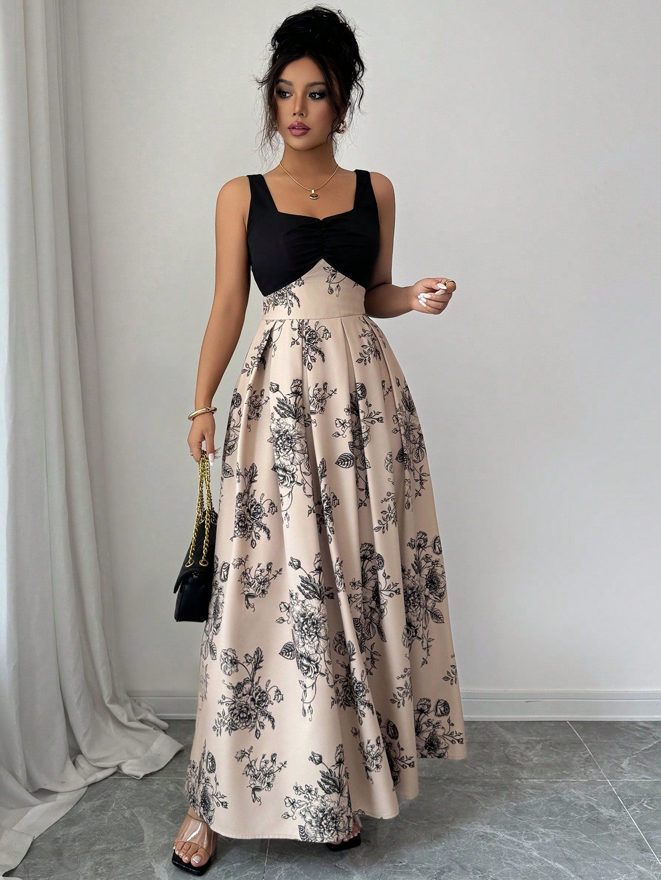 Elegant Summer Floral Print Contrast Color Block Dress for Women – Canary  Houze