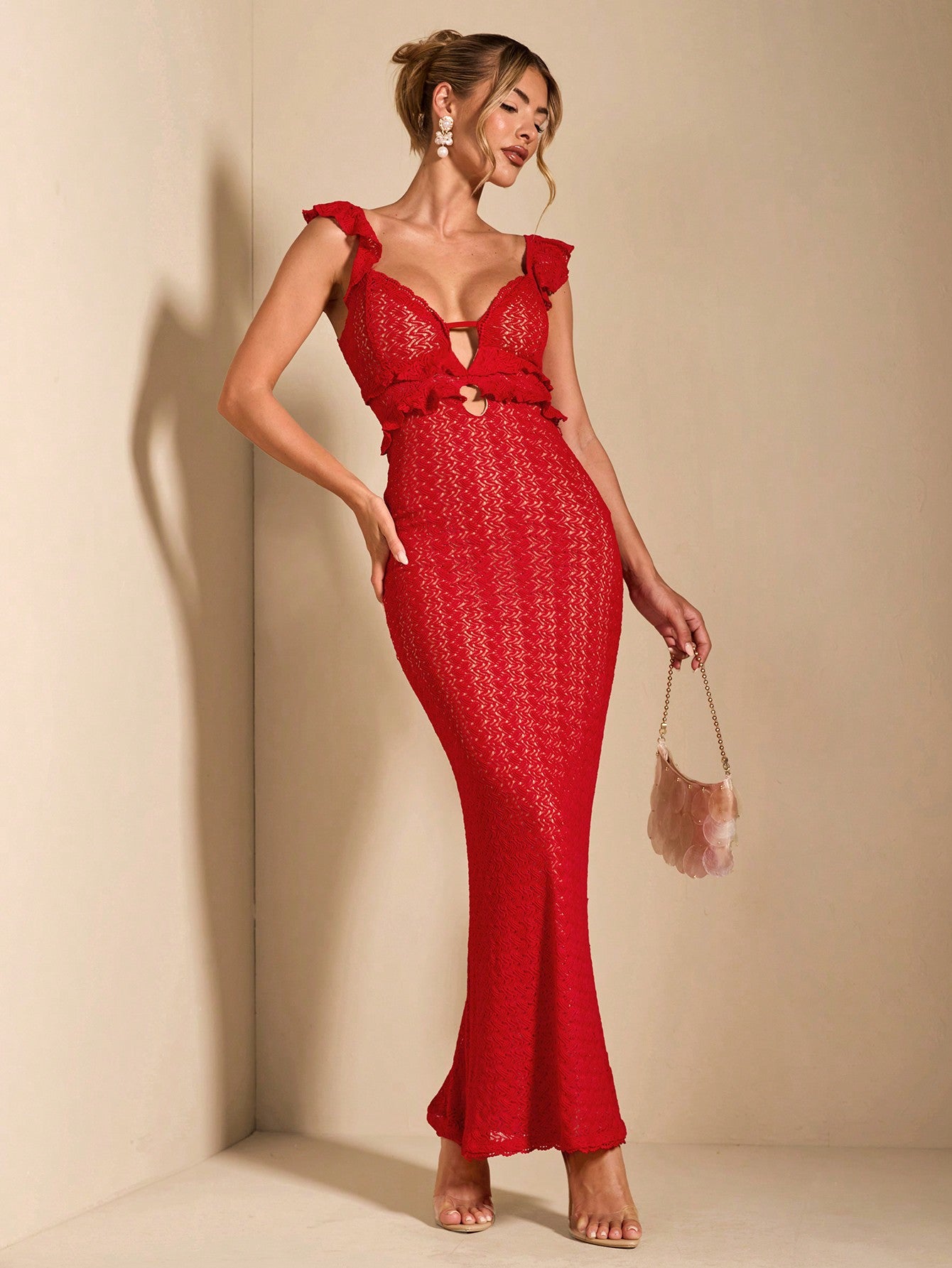 mermaid crochet dress Elegant Summer Hollow Color Collection Mac Duggal Women's Embroidered Size:8 oz up dress that elegantly