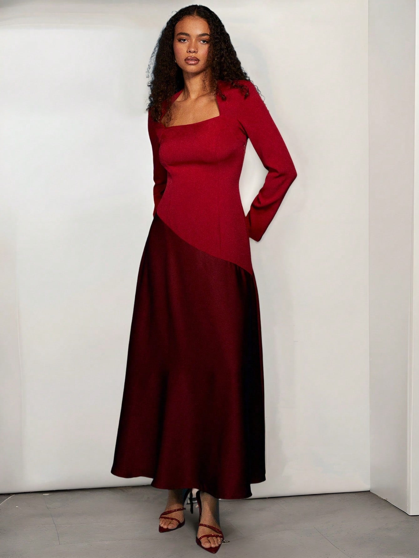 ladies color block dresses Elegant Women's Dress Size:51 (5'6