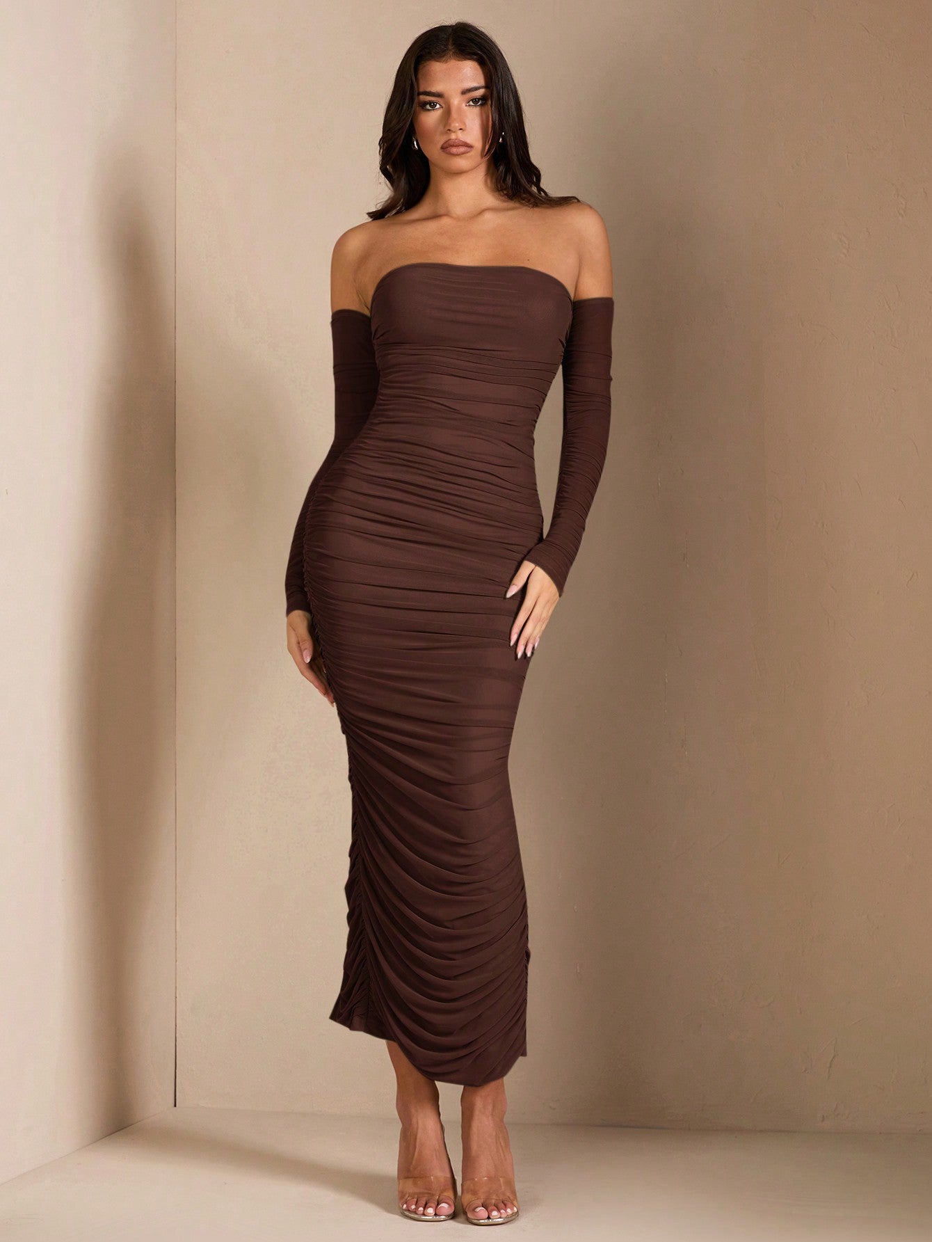 Elegant Women's Turtle Neck Bodycon Dress in Sage Green