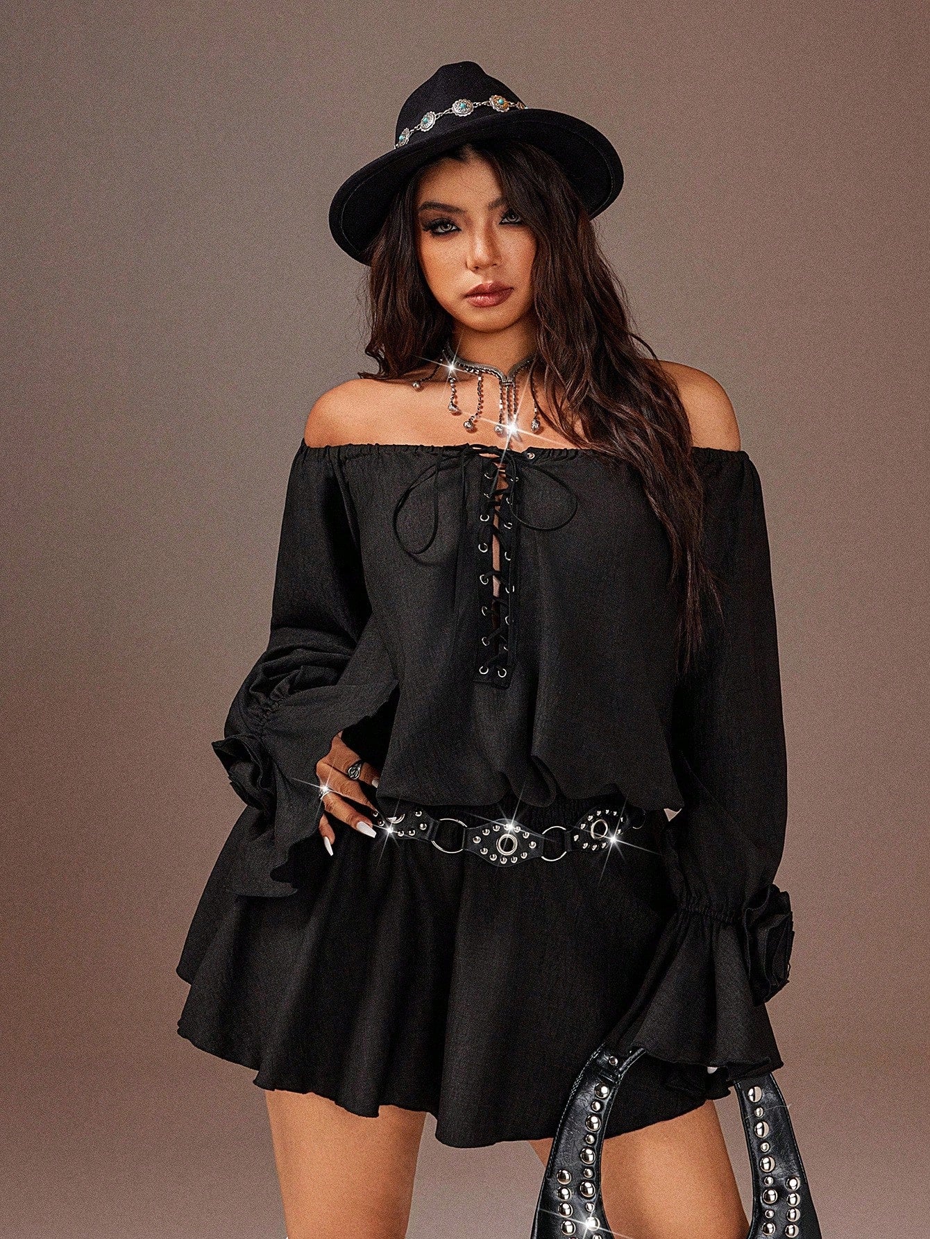 Off Shoulder Criss-Cross Plus Size Polyester Solid Color BOHO Autumn W Canary Houze Off Shoulder Criss-Cross Plus Size Polyester Solid Color BOHO Autumn W Canary Houze