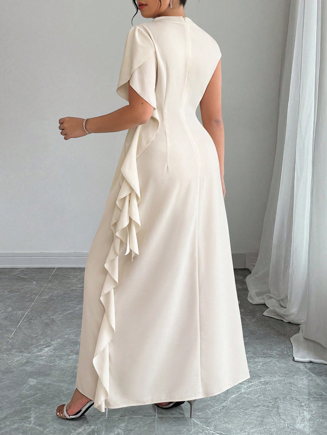Plus Size Apricot Elegant Party Spring Ruffled Puff Sleeve Fitted Wais Canary Houze Plus Size Apricot Elegant Party Spring Ruffled Puff Sleeve Fitted Wais Canary Houze