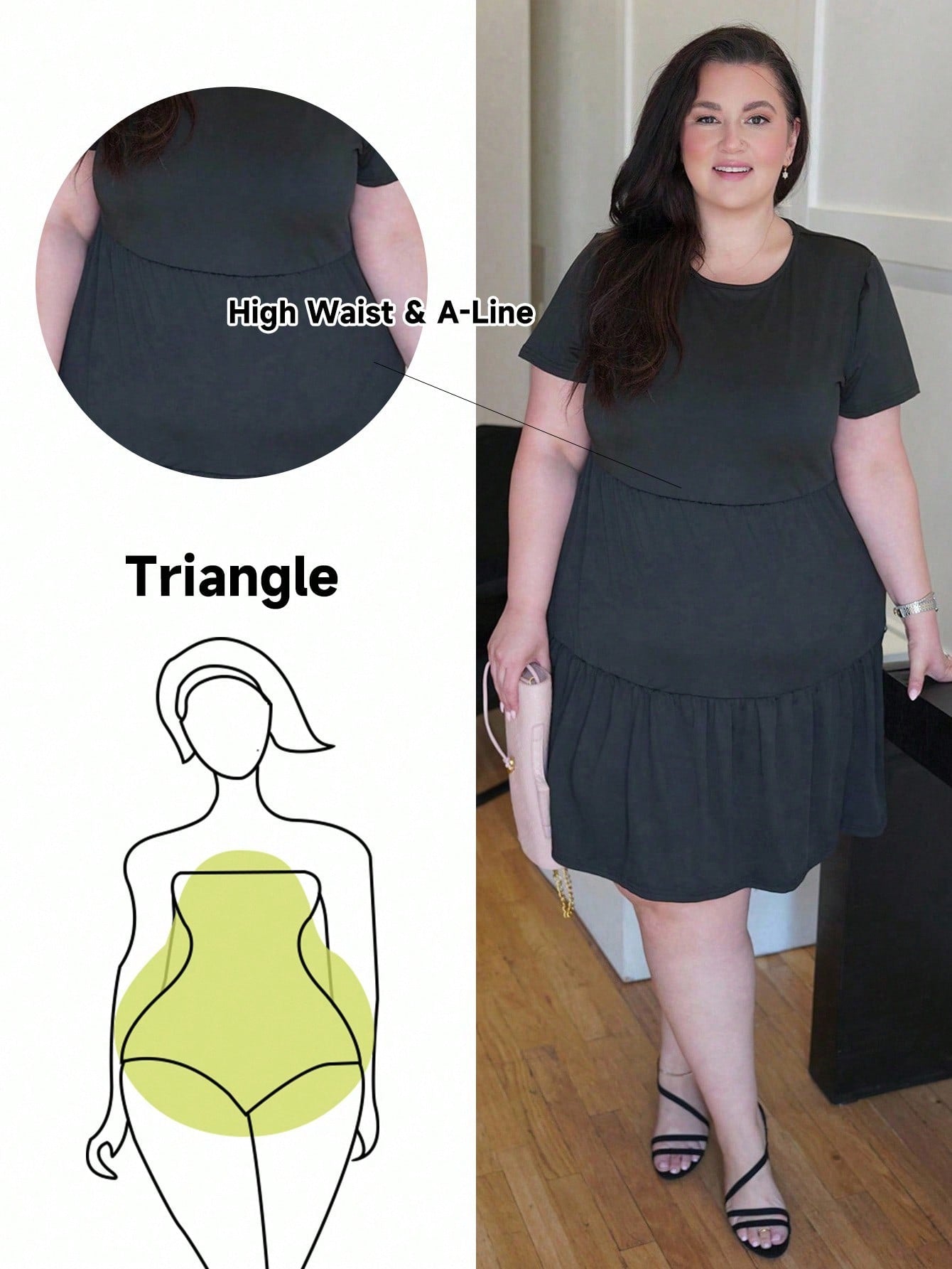Plus Size Black T-Shirt Dress for Pear-Shaped Bodies Truni Sometimesglam Loose Fit for Spring & Summer Plus Size Black T-Shirt Dress for Pear-Shaped Bodies Truni Sometimesglam Loose Fit for Spring & Summer