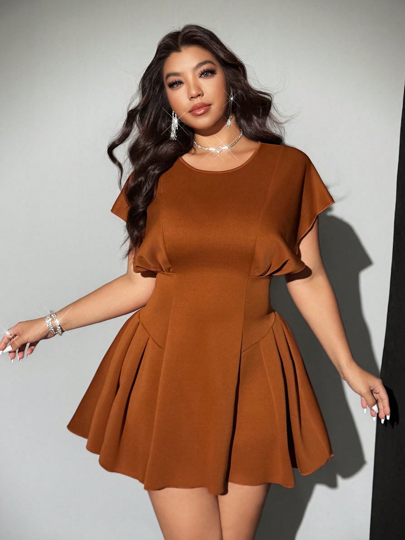 Plus Size Elegant Solid Color Mini Dress with Waist Detail for Stylish –  Canary Houze