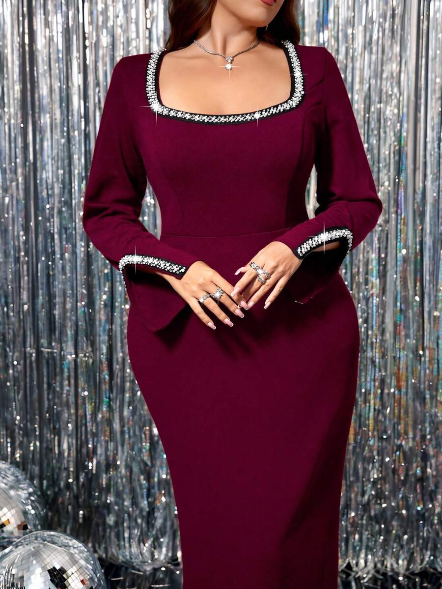 winter party dress plus size Wiyuqeen Women's Plus Size Party Dress with Cape Classic Slim Crew Neck  Sleevless Cocktail Dress Solid Elegant Wedding Guest Long Dresses