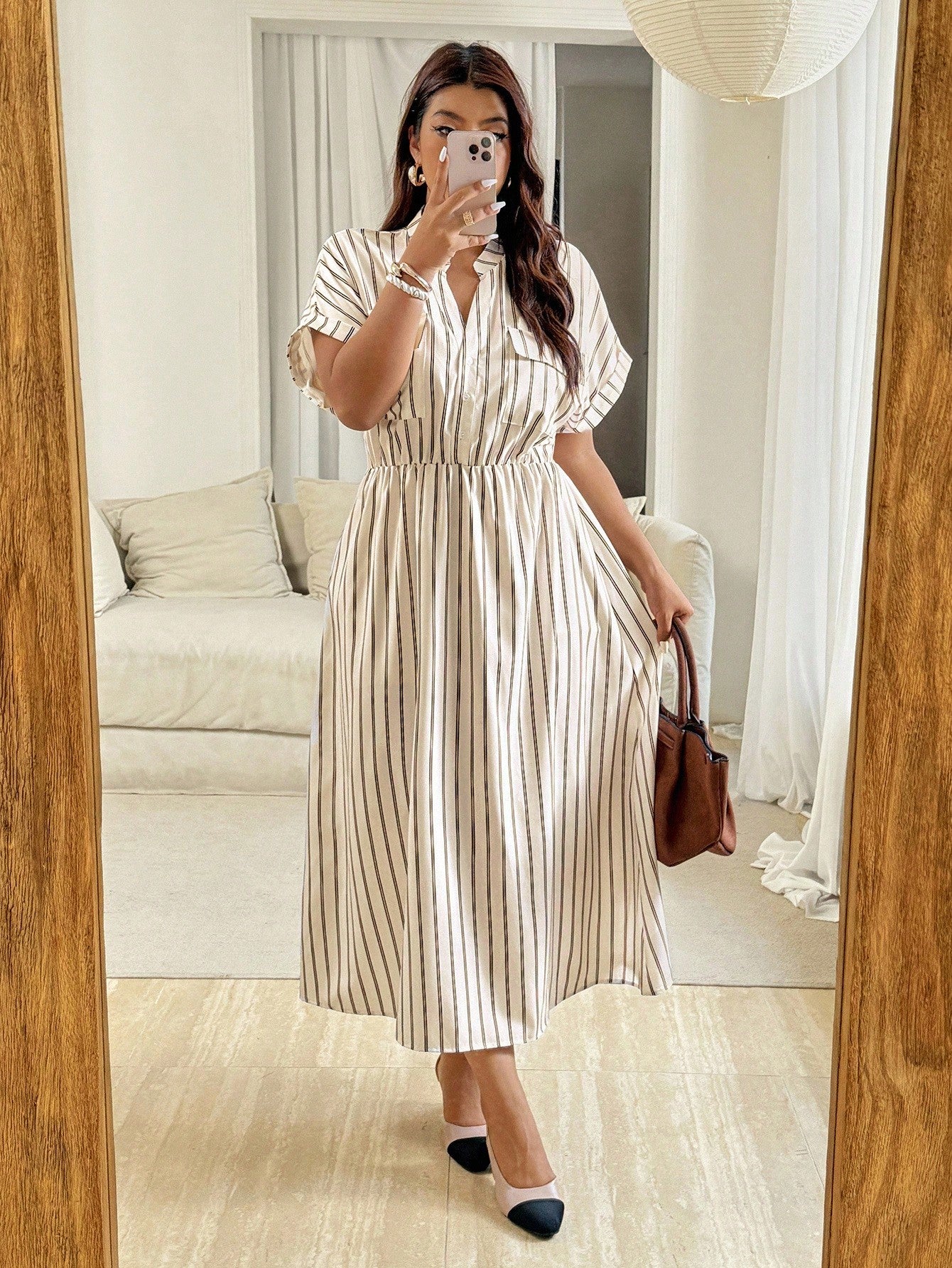 Plus Size Striped Midi Dress