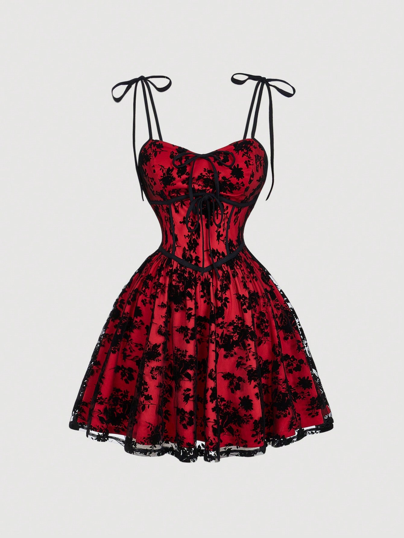 Plus Size Vintage Black Mesh Embroidered Bow Cami A-Line Mini Dress for Trendy Summer Looks Plus Size Vintage Black Mesh Embroidered Bow Cami A-Line Mini Dress for Trendy Summer Looks