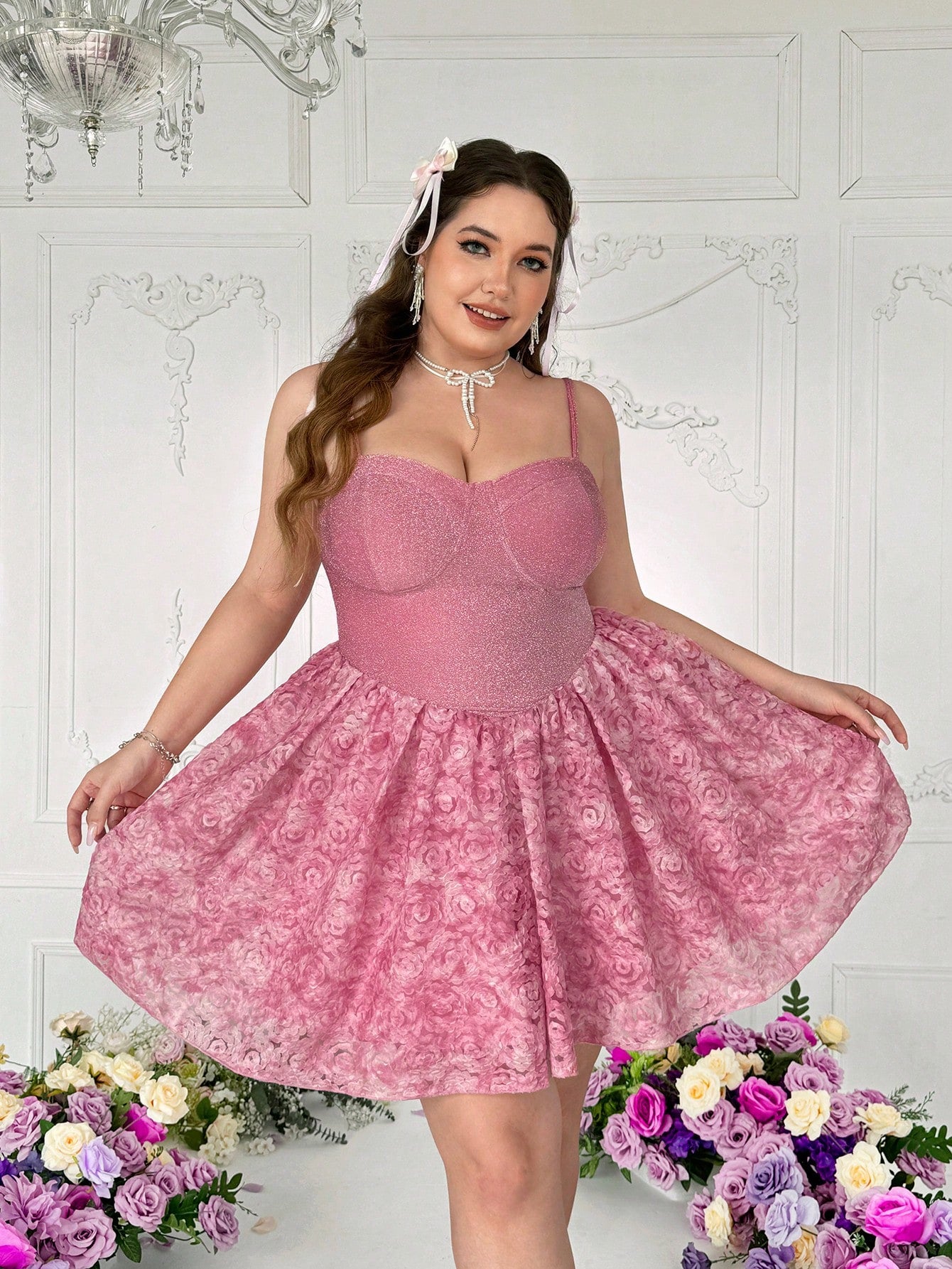 Plus Size Vintage French Peplum Mini Dress - Romantic Spaghetti Strap –  Canary Houze