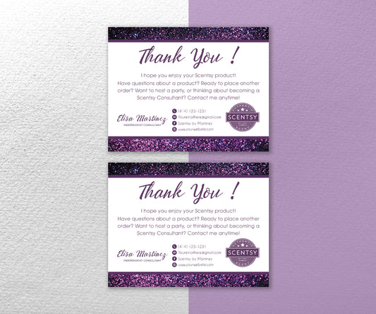 Scentsy Thank You Card Purple Style, Personalized Scentsy Business Cards SS02