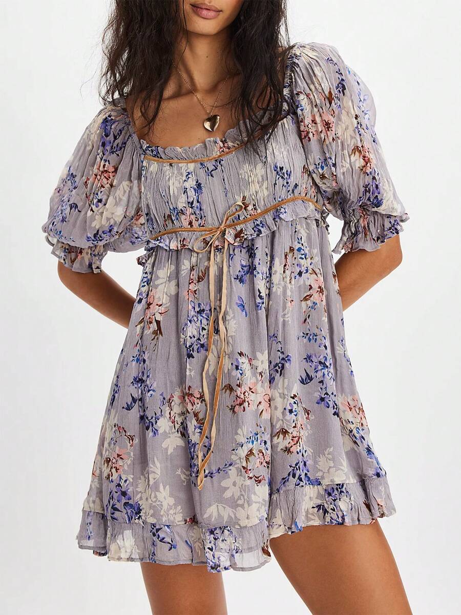 knee length dresses for ladies Stylish Women's Printed Mini Dress
