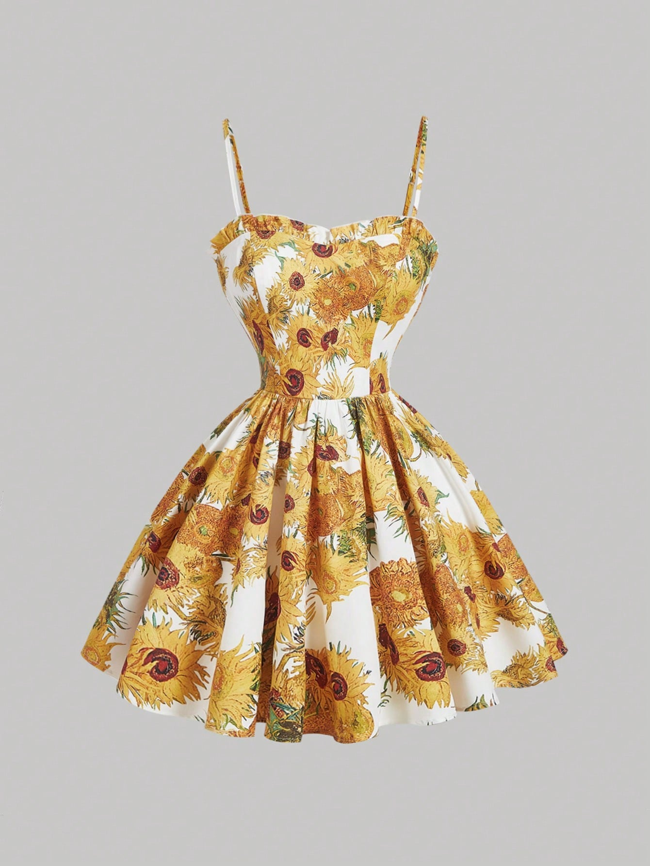 Sunflower Dreams: Van Gogh-Inspired Sleeveless Mini Dress for Spring – Canary Houze
