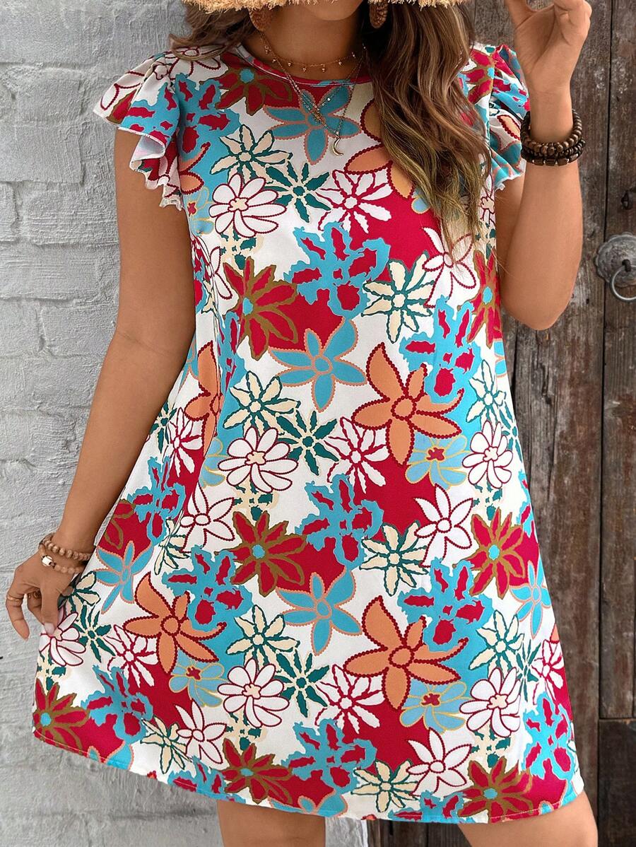 Trendy Plus Size Casual Vacation Dress with Cap Sleeves for Summer Adv Canary Houze Trendy Plus Size Casual Vacation Dress with Cap Sleeves for Summer Adv Canary Houze
