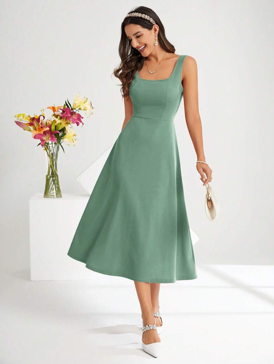 women's fit and flare dress A-Line with Waist Cinch – Perfect Semi-For – CANARY HOUZE Color:Choose From Color Chart issued-product-tag 39.5 Inches INSPIRE CHIC Women's Elegant