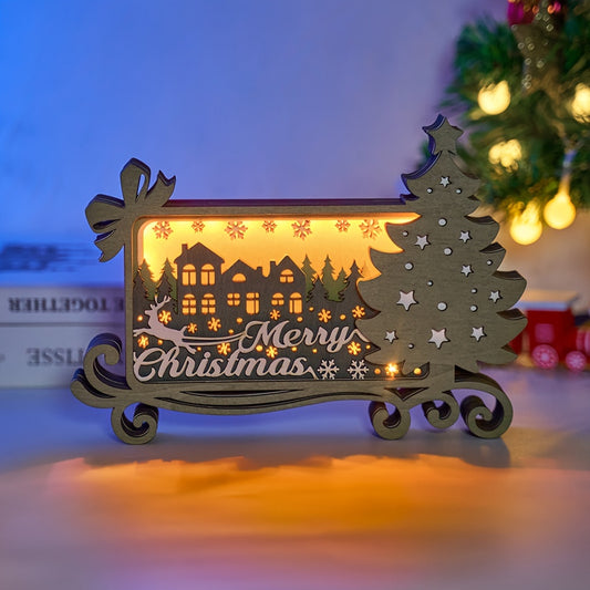 Experience the magic of the season with our 3D Wooden Carving LED Night Light. Featured with a Merry Christmas Music Box, this intricately designed light is the perfect gift for Christmas and New Year.