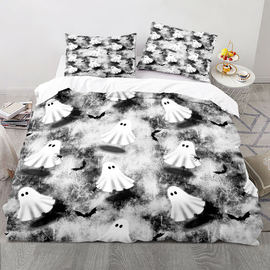 Featuring an elegant Halloween-themed design, this Polyester Duvet Cover Set makes a perfect addition to any bedroom. The set includes 1 duvet cover and 2 pillowcases (no core) and is perfect for kids, masters, and guest bedrooms. This set is made of polyester for a long-lasting and durable product.