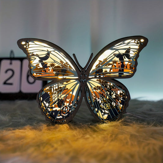 This Morpho 3D Wooden Art Carving is the perfect addition to any home. It adds a unique artistic touch to any room with its exquisite design and memorable features. This night light provides a warm and soft lighting atmosphere, making it a great holiday gift. Plus, its removable design and easy assembly make it ideal for home decoration.