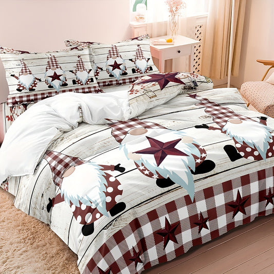Introduce festive comfort to your bedroom with the Cute Christmas Gnome Duvet Cover Set. Made with soft and durable materials, this set features a charming gnome design that will add a touch of holiday cheer to your room. Stay cozy and stylish this Christmas season with this adorable duvet cover set.