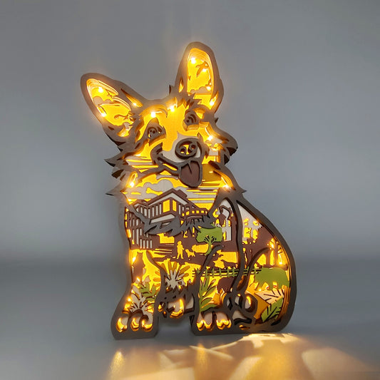 The Corgi Wooden Art Night Light is a perfect gift for pet lovers and kids. Featuring a wooden art design, it makes a delightful addition to any bedroom decor. The warm white LED light is adjustable in both brightness and color temperature, providing a pleasant atmosphere for rest and relaxation.