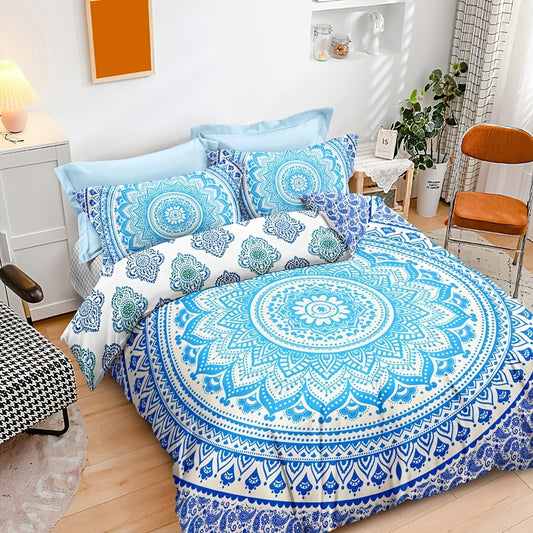 Add a touch of elegance to your guest room with this beautiful Stunning Blue Mandala Duvet Cover Set. It includes 1 duvet cover and 2 pillowcases, crafted from high-quality fabric for durability and comfort. The bold, intricate mandala pattern is sure to make a statement and transform your guest room into a stylish sanctuary.