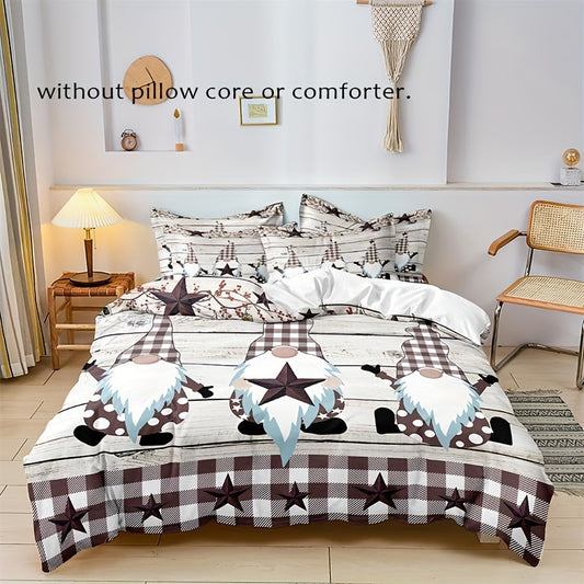 Cute Christmas Gnome Duvet Cover Set: Festive Comfort for Your Bedroom
