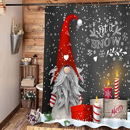 Elf Bathroom Shower Curtain: Festive Christmas Snowflake Pattern for Winter Holiday Décor