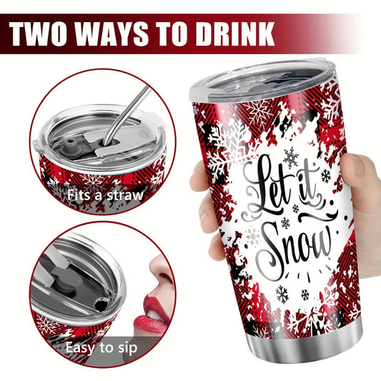 Stay Hydrated in Style with our Festive 20oz Christmas Printed Stainless Steel Water Cup