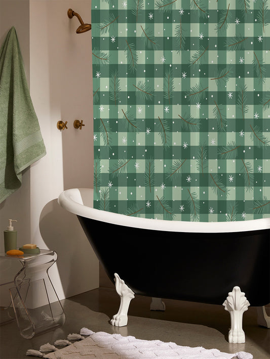 Plaid in the Bathroom: Buffalo Plaid Print Waterproof Shower Curtain