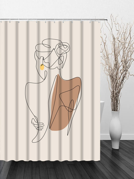 Modern Figure Graphic Shower Curtain: Enhance Your Bathroom Decor