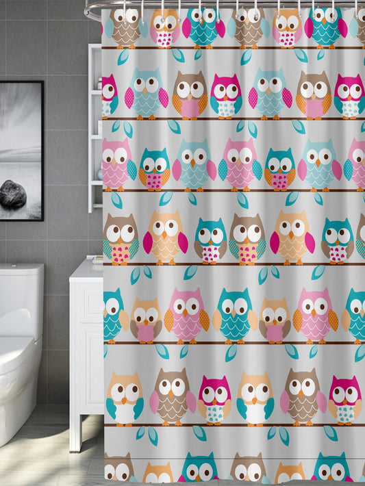 Wise and Waterproof: Owl Pattern Shower Curtain