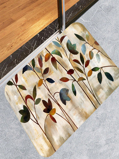 Leaf Pattern Shower Curtain and Bath Mat Set: Modern, Waterproof, Polyester for Your Bathroom