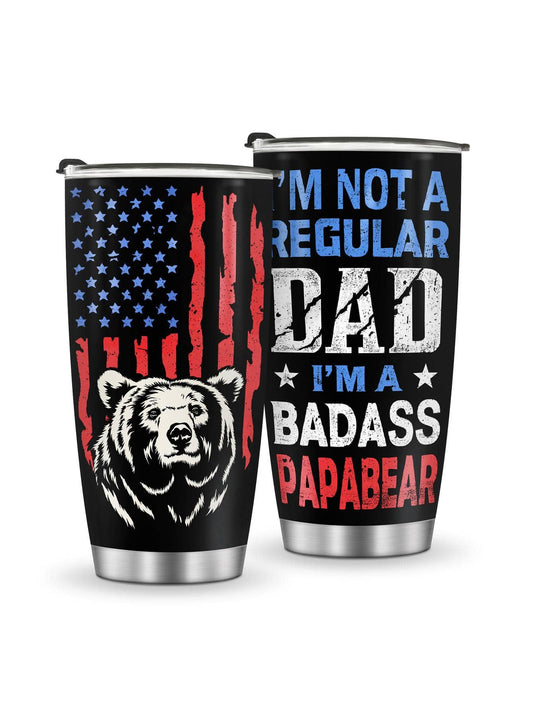 Show your love for your "Papa Bear" with this unique <a href="https://canaryhouze.com/collections/tumblers" target="_blank" rel="noopener">tumbler</a> featuring an American flag design. Made of high-quality stainless steel, it's the perfect gift for any occasion. Keep drinks hot or cold for hours with its double-walled insulation. Show your appreciation with this stylish and functional tumbler.