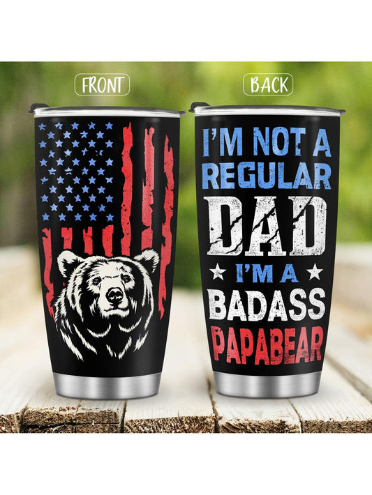 Papa Bear Stainless Steel American Flag Tumbler: The Perfect Gift for Him
