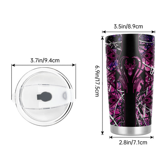 Purple Deer Pattern Tumbler: Stylish Stainless Steel Insulated Coffee Mug for Hunting Enthusiasts