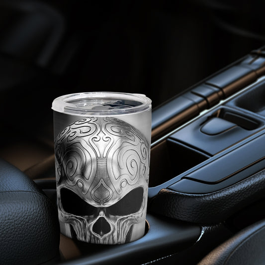 Skull Tumbler: Stainless Steel Vacuum Insulated Coffee Cup with Cool Skull Design - Perfect Gift for the Men in Your Life!