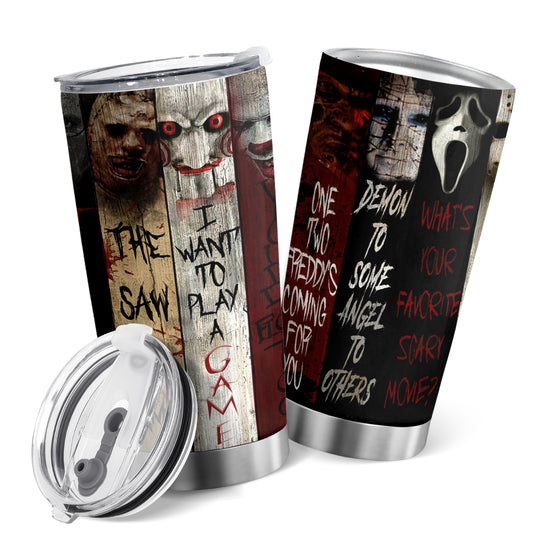 This stylish insulated tumbler features spooktacular scary characters that any coffee lover, traveler, or camper would love. Crafted with double wall insulation and a stainless steel body, this is the perfect gift for Halloween festivities. Keeps drinks cold for 12 hours, or hot for 8.