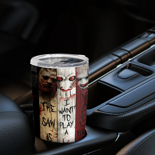 Spooktacular Scary Characters Insulated Tumbler: Perfect Halloween Gift for Coffee Lovers, Travelers, and Campers!