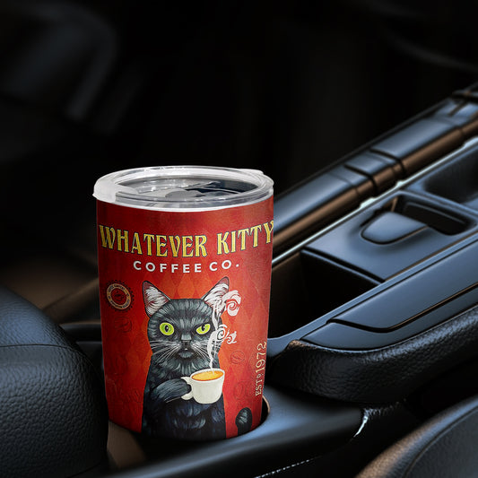 20oz Whatever Kitty Themed Insulated Coffee Mug - Keeps Drinks Hot & Cold