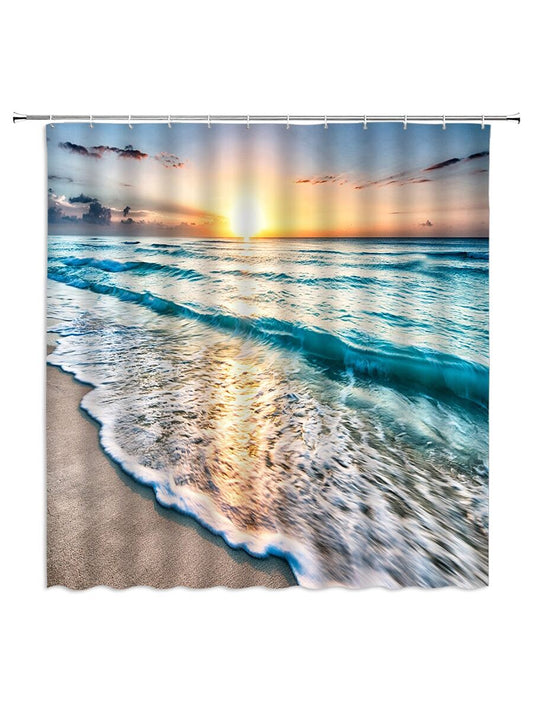 Revamp your bathroom decor with our Sunset Blue Sea Seaside Beach <a href="https://canaryhouze.com/collections/shower-curtain" target="_blank" rel="noopener">Shower Curtain</a>. Made from waterproof polyester fabric, it adds a stylish touch to your bathroom. With its stunning sunset and beach design, you can create a relaxing and refreshing atmosphere. Perfect for a luxurious bathing experience.