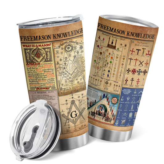 This Vintage Wisdom Freemason Knowledge stainless steel tumbler is the perfect gift for any occasion. Double-wall vacuum insulated to keep hot or cold liquids at the ideal temperature, it is crafted with a stainless steel inner and outer for superior durability. The timeless design ensures the tumbler will look great for years to come.