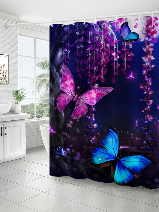 This modern butterfly polyester <a href="https://canaryhouze.com/collections/shower-curtain" target="_blank" rel="noopener">bathroom curtain</a> is both waterproof and moisture resistant, making it a durable and practical addition to any bathroom. Its high-quality material ensures long-lasting use while providing a stylish and modern touch to your decor. Keep your bathroom dry and stylish with this must-have product.
