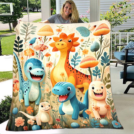 The Cozy Cartoon Dinosaur Paradise Print Blanket is perfect for adding warmth and comfort to any occasion. Crafted with ultra-soft microfiber, this cozy blanket features an eye-catching cartoon dinosaur paradise pattern for a stylish look. Enjoy year-round warmth and comfort with this durable blanket.