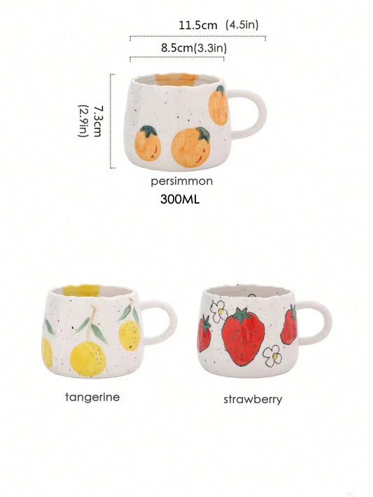 Hand-Painted Japanese Strawberry Ceramic Coffee Mug: Ideal Home and Office Gift for Festivals