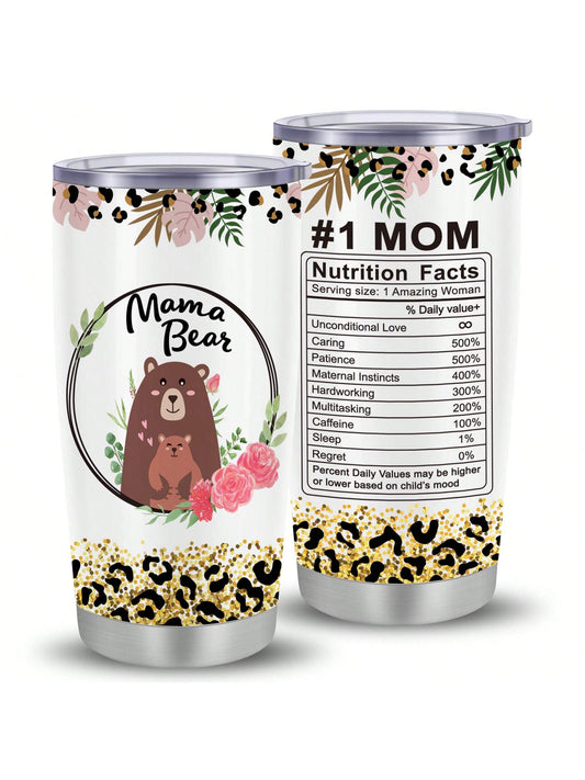 Mom Tumbler: Funny Bear Bottle for Mother's Day & Christmas - Best 20oz Cup with Lid