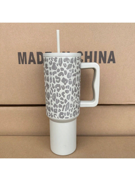Leopard Print 40oz Automotive Ice Retainer Travel Cup: Stay Cool on-the-Go!