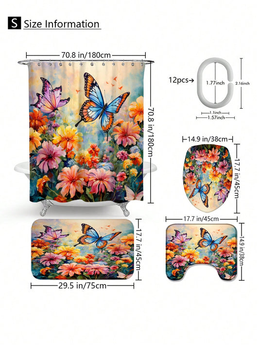 Fluttering Beauty Bathroom Set: Butterfly Lover Theme Decor