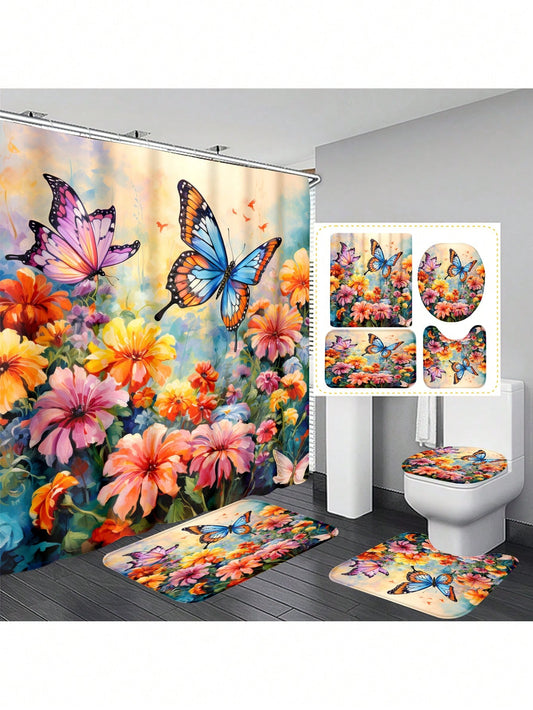 Upgrade your bathroom with our Fluttering Beauty Bathroom Set: Butterfly Lover Theme Decor. Embrace the beauty of nature with this set that includes a butterfly <a href="https://canaryhouze.com/collections/shower-curtain" target="_blank" rel="noopener">shower curtain</a>, towel set, and bath mat. Let your love for butterflies flutter throughout your bathroom and create a peaceful and serene space for your daily routine.