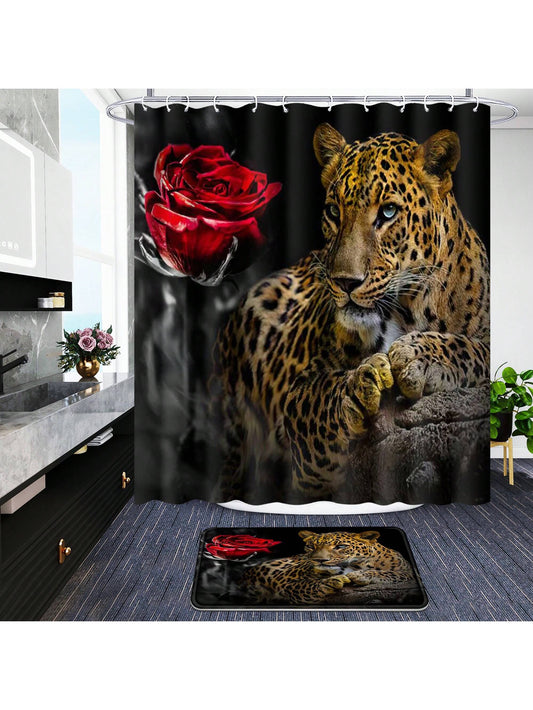 Transform your bathroom into a luxurious oasis with our Leopard Rose Bathroom Bliss set. This 4-piece set includes a stylish <a href="https://canaryhouze.com/collections/shower-curtain" target="_blank" rel="noopener">shower curtain</a> and coordinating rugs for a complete and cohesive look. Made with high-quality materials, this set adds an elegant touch to any bathroom.