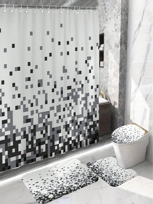 Create a sleek, modern bathroom with our Pixelated Black <a href="https://canaryhouze.com/collections/shower-curtain" target="_blank" rel="noopener">Bathroom Decor Set</a>. This set includes a shower curtain and non-slip rug, perfect for adding a stylish touch to any bathroom. The pixelated black design adds an eye-catching element, while the rug provides safety and comfort. Elevate your bathroom with this stunning set.