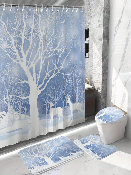 Elevate your bathroom with our Pink Tree Print <a href="https://canaryhouze.com/collections/shower-curtain" target="_blank" rel="noopener">Bathroom Shower Set</a>. This set includes a curtain, bath mat, and hooks, creating a stylish and functional bathroom makeover. The elegant pink tree print adds a touch of nature while the bath mat provides a slip-resistant surface. Crafted with quality materials and design, enjoy this set for a long-lasting upgrade.