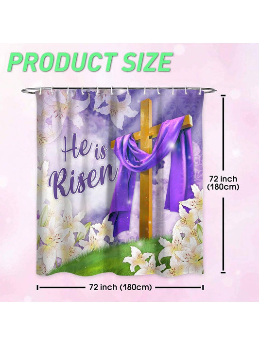 He Is Risen: Easter Floral Shower Curtain Set